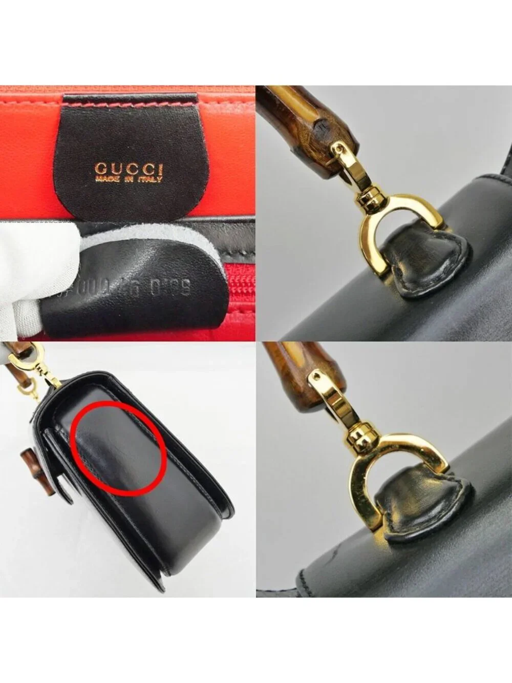 Gucci Bamboo 2-Way Bag Hand Shoulder Calfskin Black
